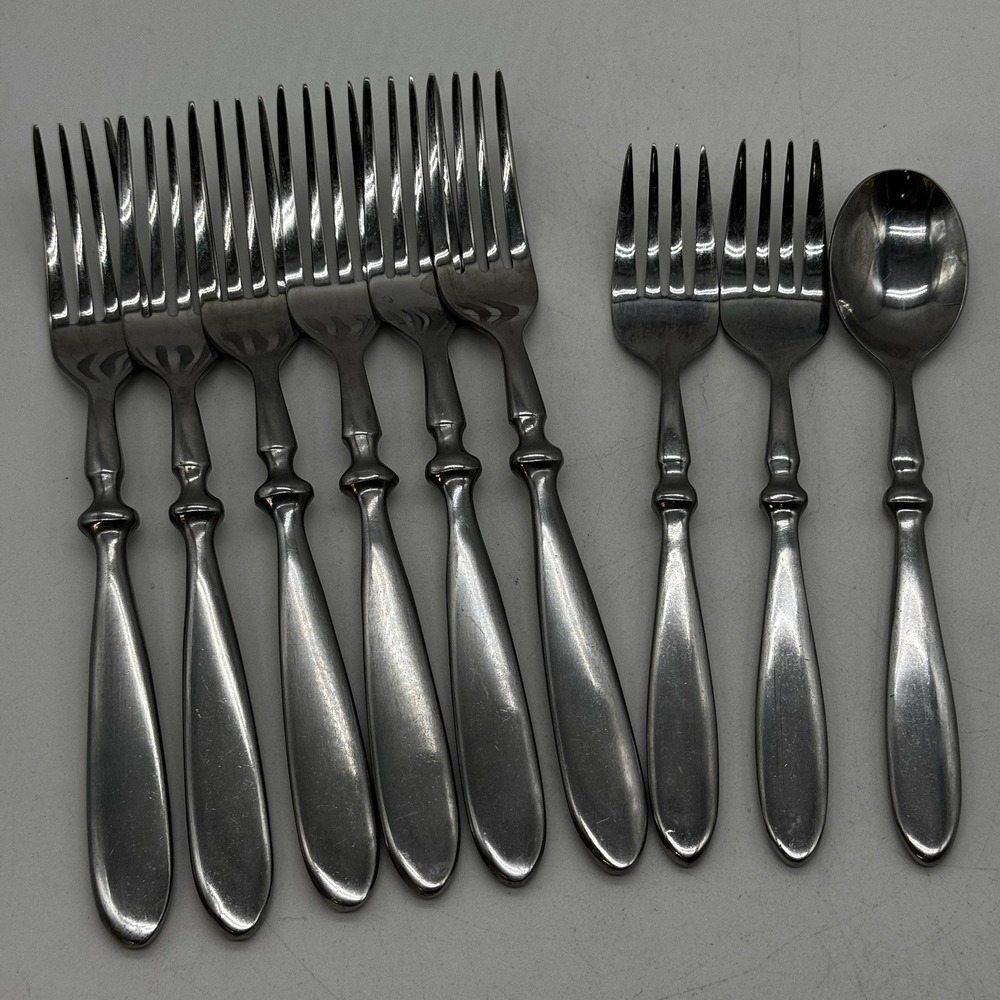 Sabatier SB13 Stainless Steel Flatware Lot 6 Dinner 2 Salad Forks 1 Teaspoon